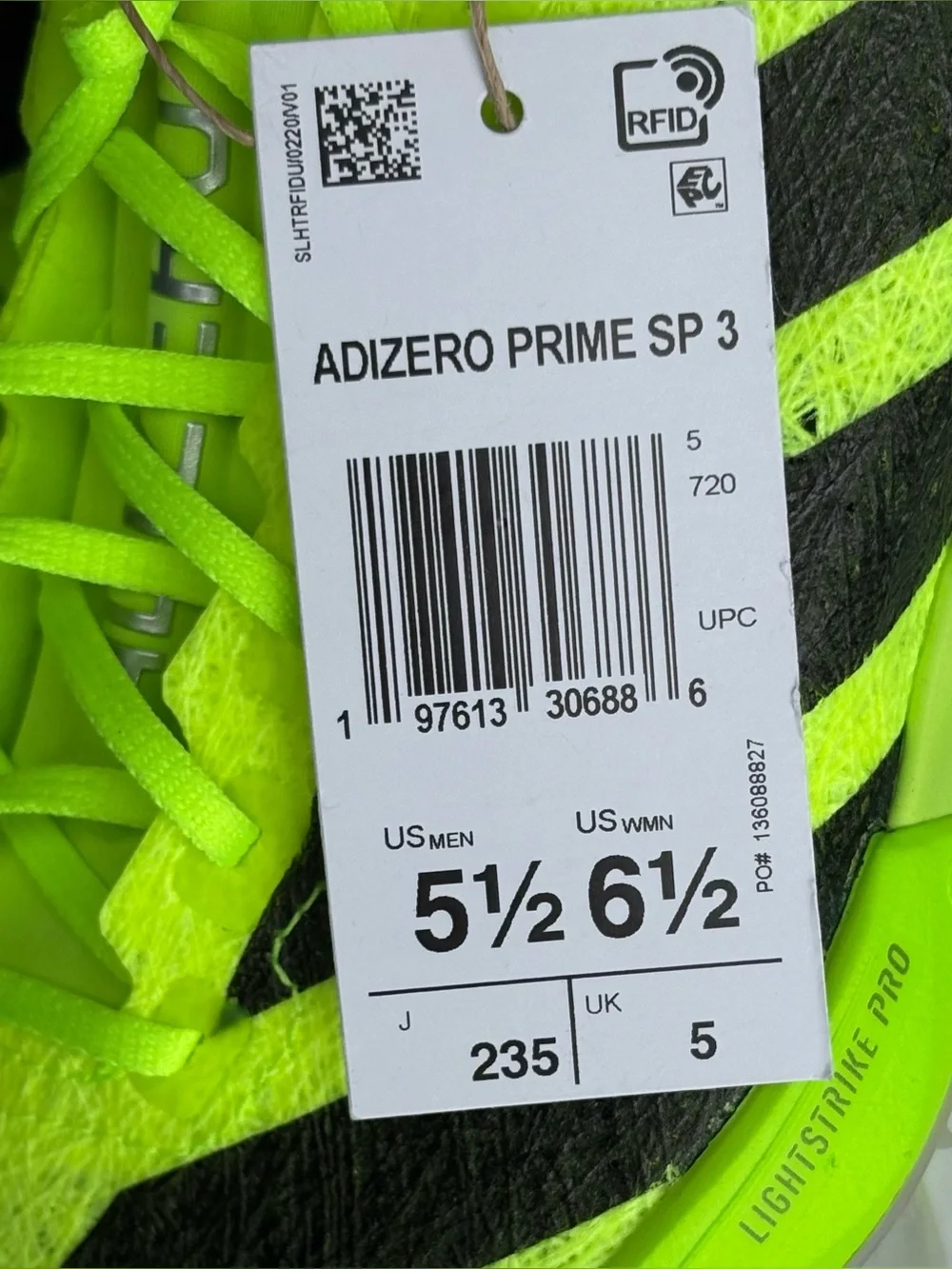 Adidas Adizero Prime SP 3 Strung Track Field Spikes Running Sprint Shoes neon